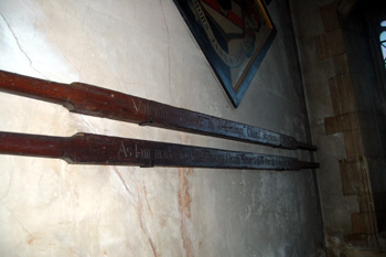 Coffin bearers on the west wall of the north aisle January 2011